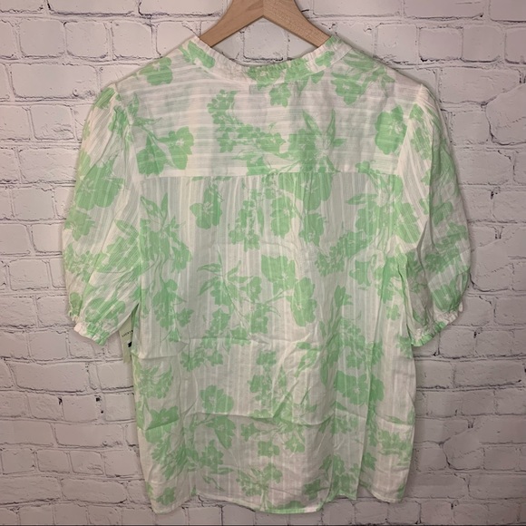 Lucky Brand Puff Sleeve Popover Blouse Green Multi Floral Size Extra Large NWT - Picture 12 of 13
